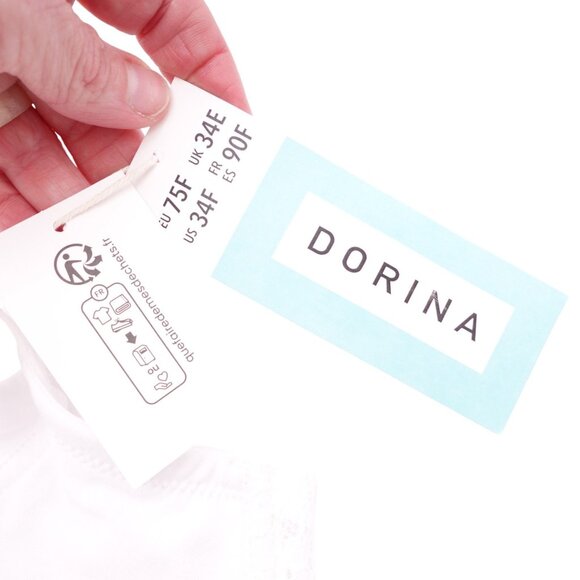 NWT Dorina Hera Non Padded Underwire T-Shirt Bra Sz 34F White Cotton Lace Trim - Picture 7 of 13